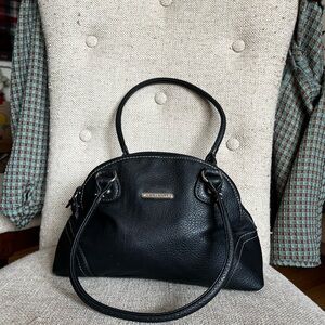 Laura Scott Black Pebbled Leather Satchel with Top Handles